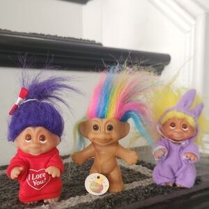 Troll Dolls Set with Colorful Hair